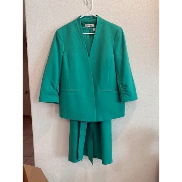 Kasper Dress Suit Set Green Career Work Office Interview Women's Size 14 - Picture 1 of 5